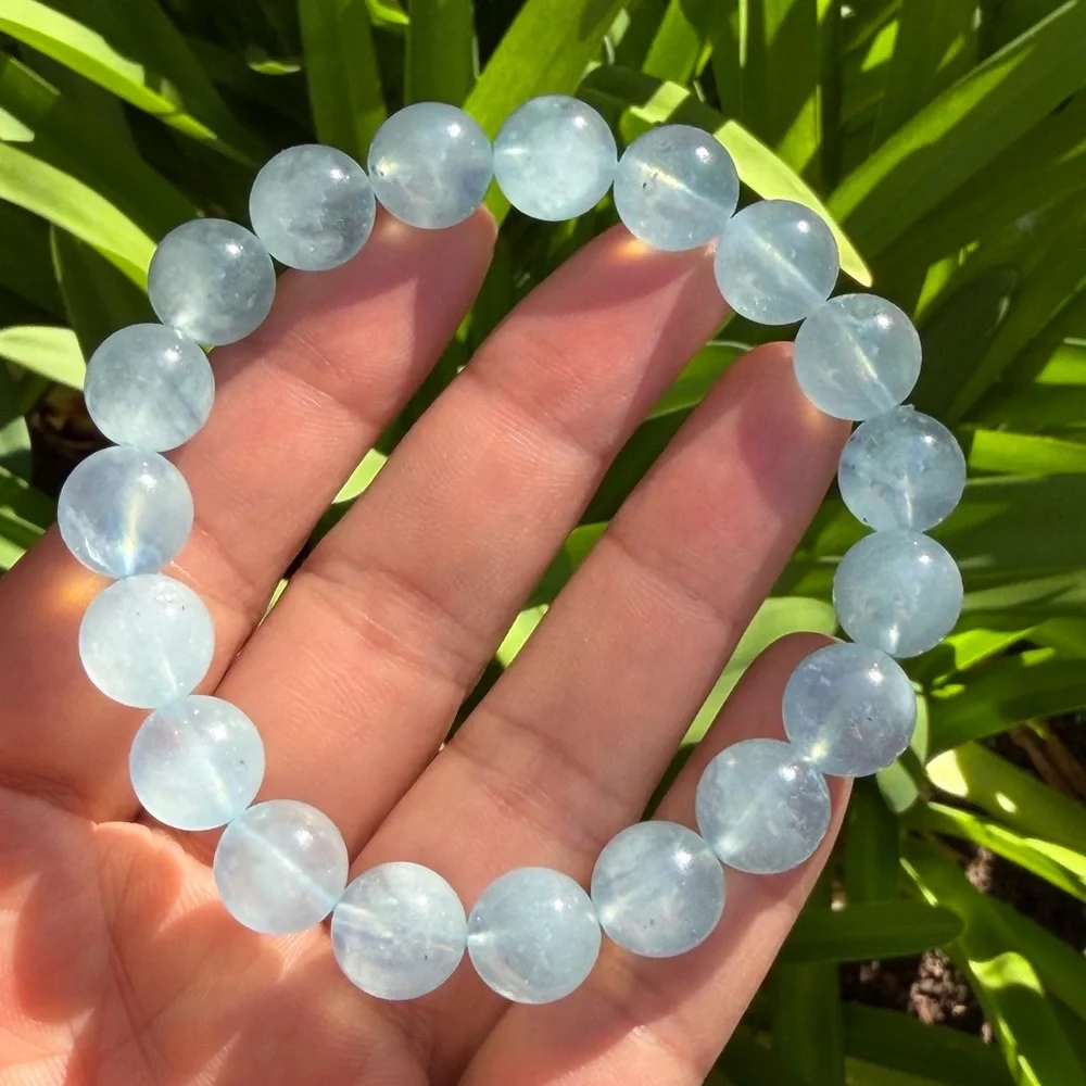 11mm stretchable blue aquamarine‎ bracelet 0351